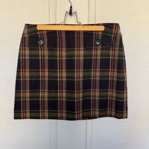 Michael Kors Plaid Mini Skirt in Olive & Brown